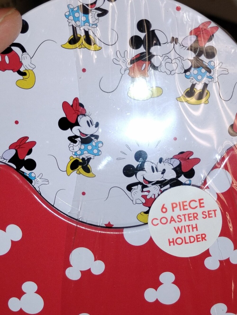 Disney Minnie & Mickey Red Polka Coaster Set, 6-Piece with Holder